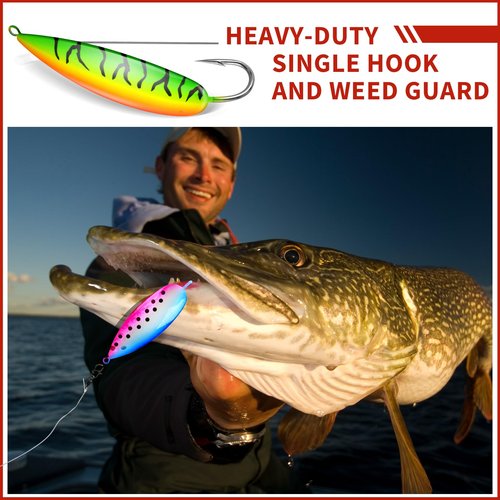 QualyQualy Weedless Spoon Fishing Lures for Saltwater, Minnow Fishing Spoon Hard Bait for Redfish Bass Tourt Northern Pike, 4PCS