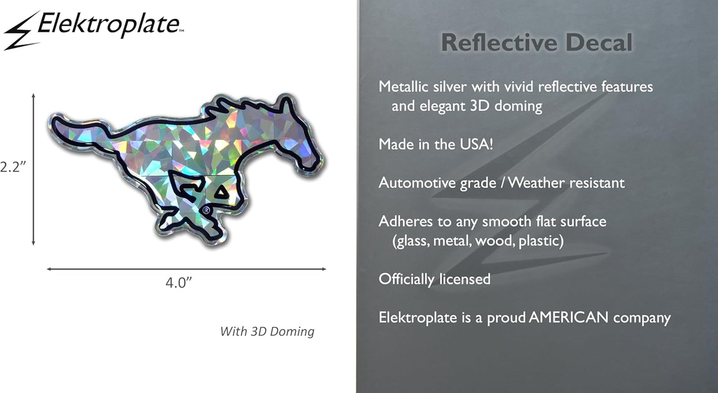 Elektroplate Officially Licensed SMU Mustangs Red & Blue Reflective Decal | Premium 3D Doming All Weather Sticker for Car, Water Bottle, Laptop, Tablet, Window, Cooler, Phone | Made in The USA