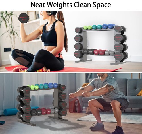 PROIRON Compact Dumbbell Rack with Stable Base, Heavy Duty Steel Weight Rack for 20 Dumbbells Storage, 6-Tier Weight Holder Home Gym Dumbbells Kettlebells Organizer, 450lb (Rack Stand Only)