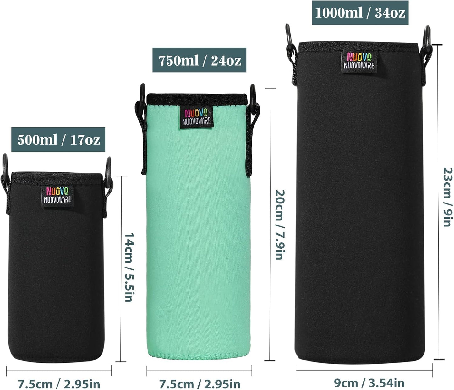 Nuovoware Water Bottle Carrier Bag, Premium Neoprene Portable Insulated Water bottle Sling Holder Bag 1000ML with Adjustable Shoulder Strap for Men Women Hiking, Sling Bottle Bag Case