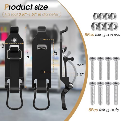 Youlvy Shovel Mount for Roof Rack / Truck Bed, Truck Jeep Offroad Roof Rack Axe Shovel Mount, Shovel Holder for Truck & Quick Fist Clamps Fit 0.67" to 1.57" D Tools- Black 4PCS