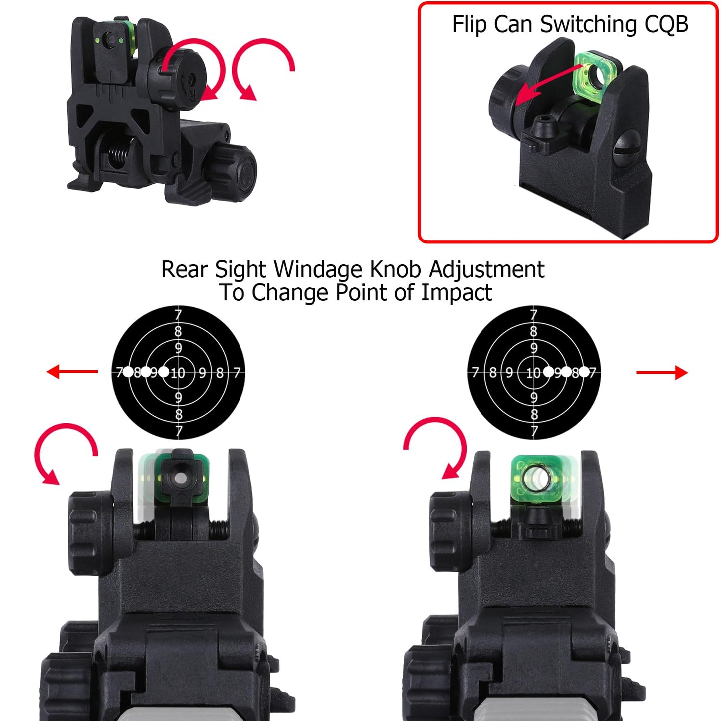 Fiber Optic Sights,Co-Witness Height Red Dot Sight,Front and Rear