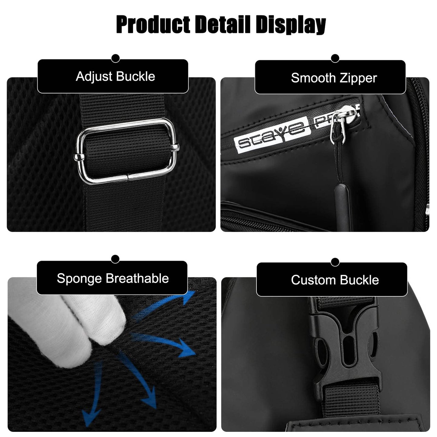 FANDARE Sling Bags Chest Shoulder Backpack Men Crossbody Bags Cover Pack Rucksack Crossbody Bag for Travel Hiking Bicycle Sport Gym Daypacks with water bottle holder Waterproof Nylon Blue