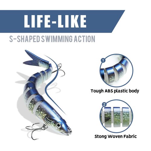 TRUSCEND Fishing Lures for Bass Trout Topwater Swimbaits for Segmented Multi Jointed Swim Baits Slow Sinking Swimming Bait for Freshwater Saltwater Gear Pike Lure Kit Gifts for Men