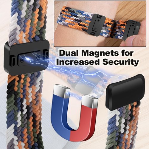 Braided Magnetic Bands Compatible with Fitbit Versa 4/Fitbit Versa 3/Sense 2/Sense 1,Soft Stretchy Elastic Nylon Sport Loop Strap with Magnetic Clasp for Women Men