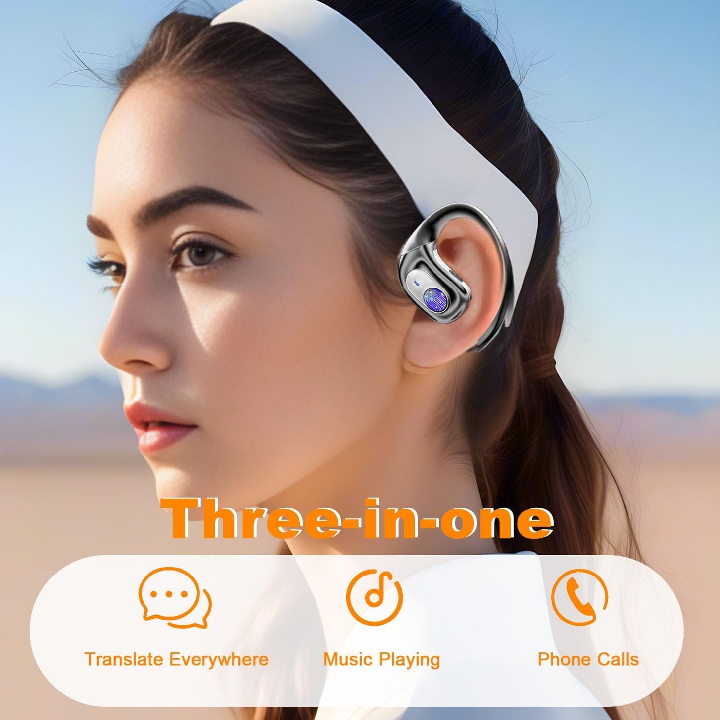 AI Language Translator Earbuds, 144 Languages Translation Earbuds Real Time, OWS Translating Earbuds Headphones Translation Device for iPhone and Android Travel Business Learning
