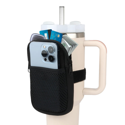 evron Water Bottle Pouch for Stanley Cup, Stanley Cup Accessories 40oz with Spacious Opening Mesh Pocket Fit for Most Mobiles,Gym Accessories Slip Proof Elastic Armband Tumbler Pouch