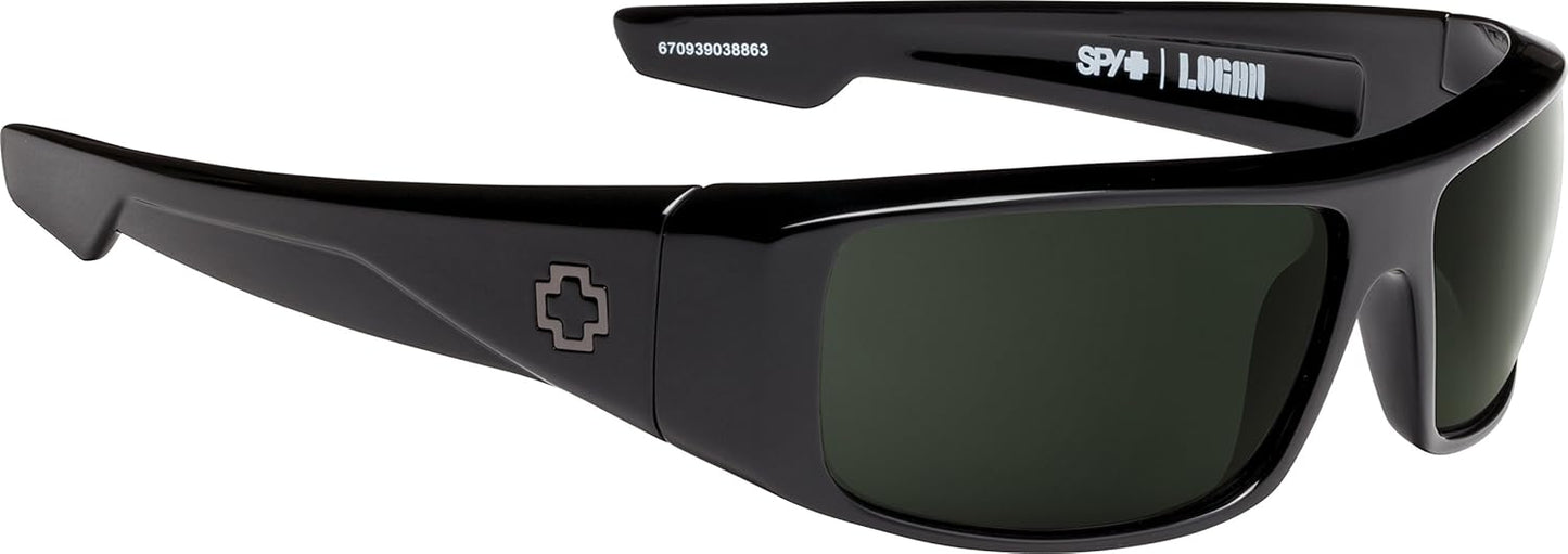 Spy Optic Logan 670939038864 Polarized Wrap Sunglasses, 60 mm (Black/Happy Gray/Green Polar)