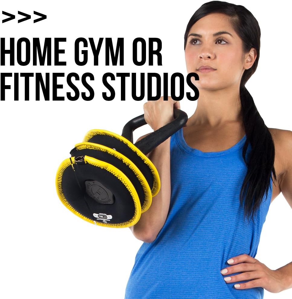 Hyperwear SoftBell Adjustable Kettlebell Set - Soft, Vinyl-Coated Weight Plates with Rubber Base - Versatile Home Gym Equipment - Compatible with SoftBell Barbell & Dumbbell