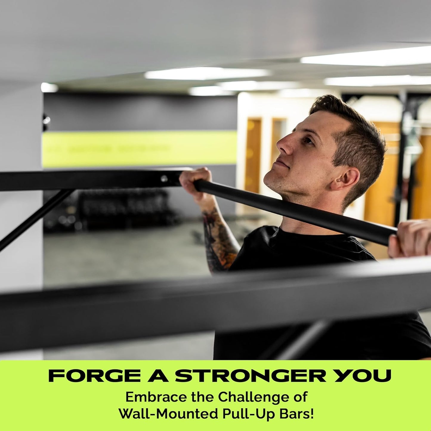 Heavy-Duty Wall Mounted Pull Up Bar - 500 lbs Weight Capacity | Maintain Upper Body Strength & Core Stability | Space Efficient Steel Chin Up Black Bar for Home & Gym Versatile Workouts