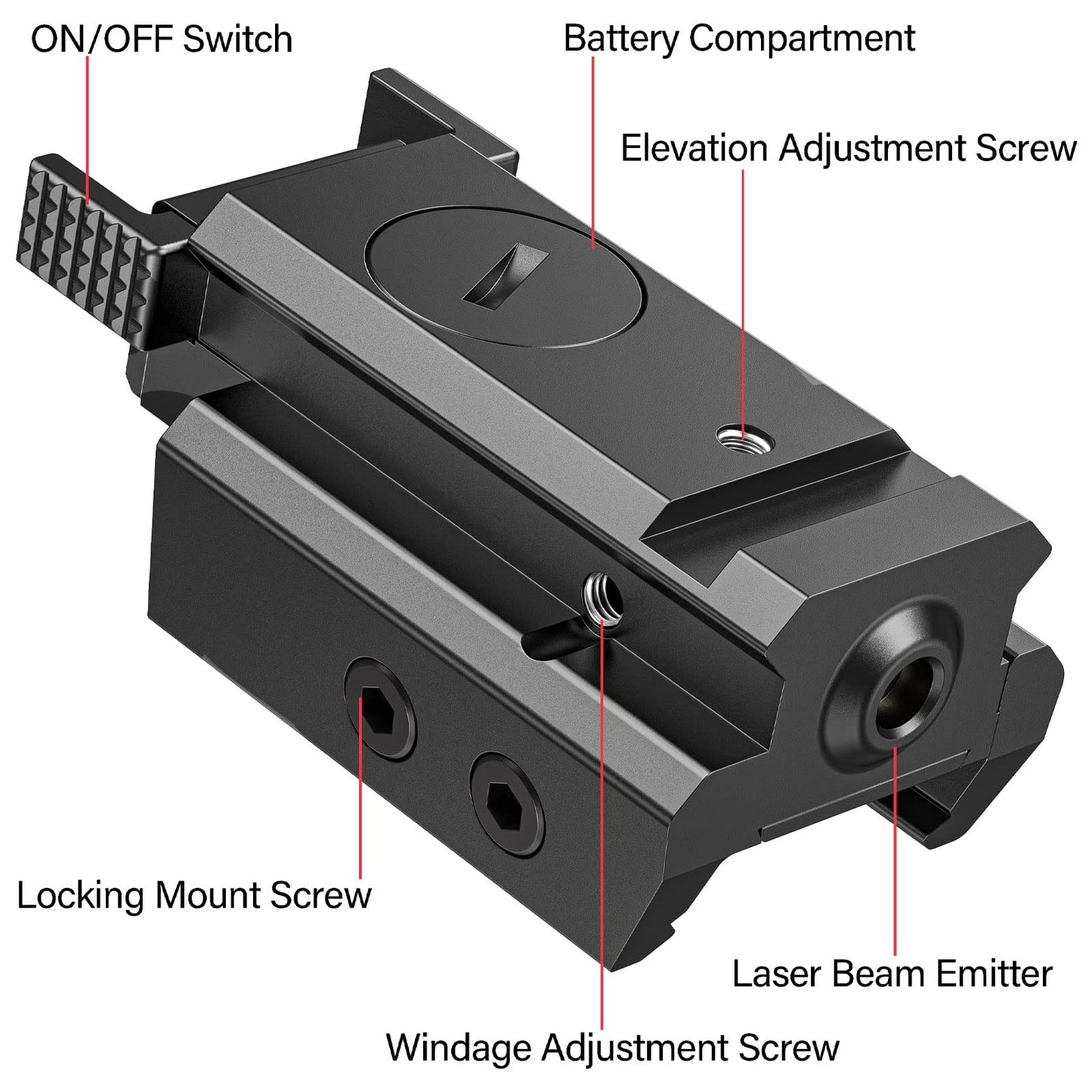 EZshoot Red Laser Sight Compatible with 20mm Standard Picatinny Rail for Pistol Handgun Gun Rifle