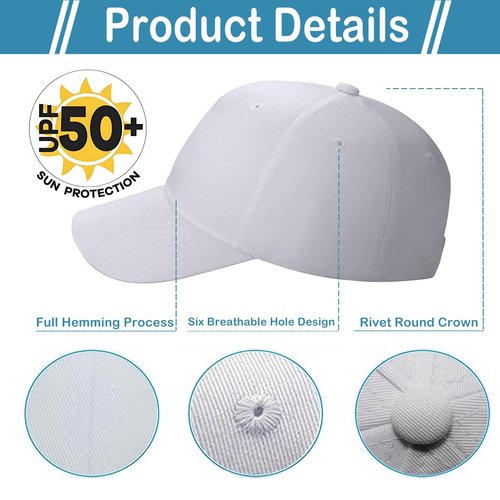 LYDTICK 20 Pack Baseball Cap Blank Trucker Hats Bulk Wholesale Hats Adjustable Plain for Men Women, White