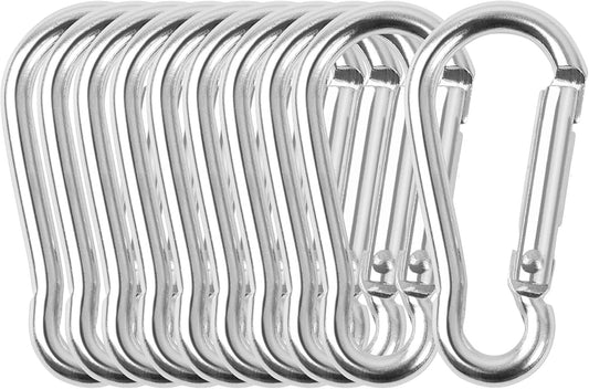 uxcell 10 PCS Aluminum Carabiner Keychain Clips for Hanging, Spring Snap Hooks Quick Link for Locking, 2.4" Key Ring for Loaded Gate Outdoor Camping Hiking Fishing Traveling, Silver