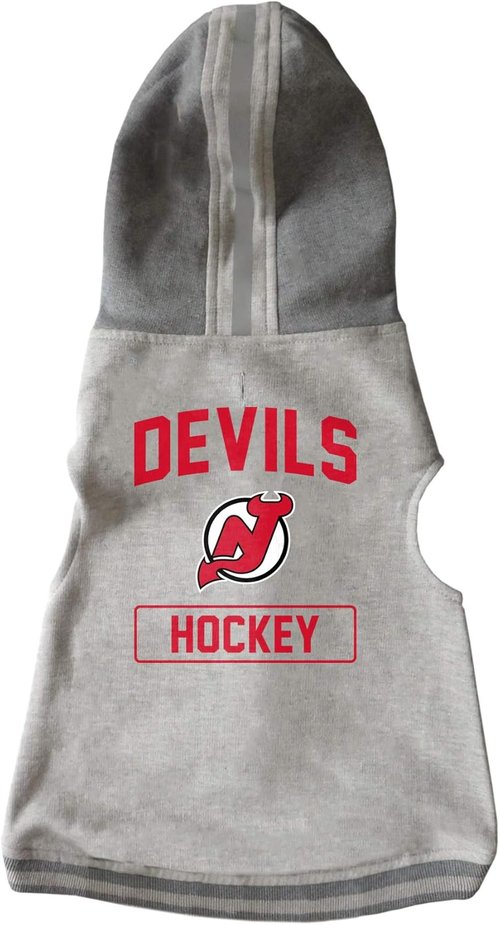 Littlearth NHL New Jersey Devils Pet Hooded Crewneck, Team Color, X-Small
