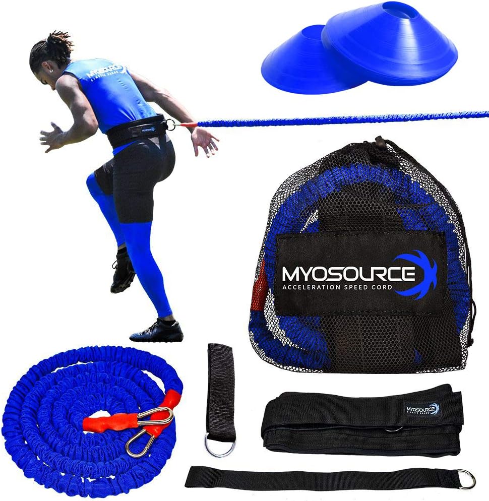 Acceleration Speed Cord Bungee Multi-Sport Resistance Training Kit - Improve Strength, Power, Agility, Vertical Jumping, Sprint Speed – 3 Waist Belt Sizes (S, M, L) Available - Kinetic Bands