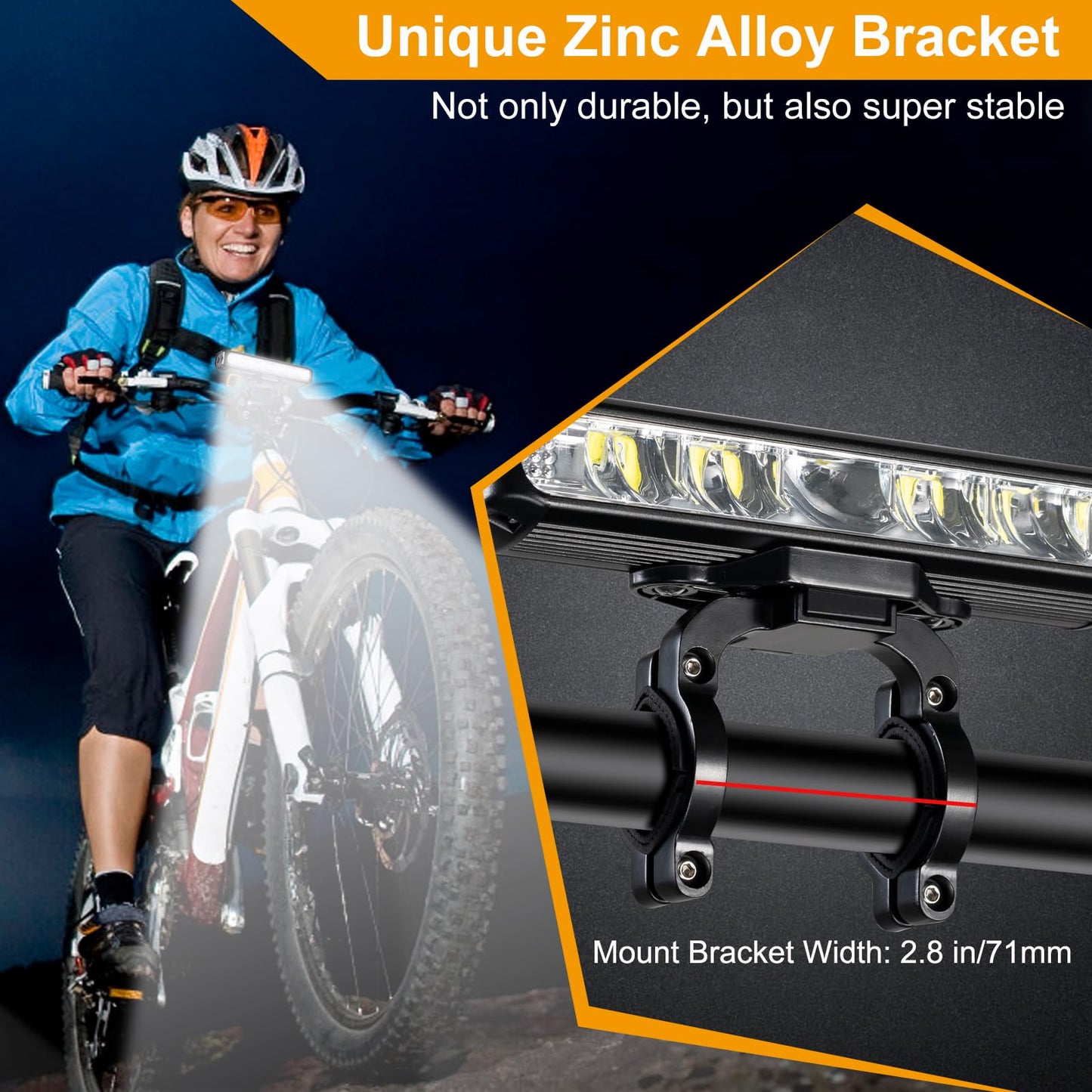 AKALATE Super Bright Bike Lights for Night Riding, 8000mAh USB Rechargeable Bicycle Light Front, 4 Modes Mountain Bike Headlight with Power Bank Function, IPX4 Waterproof, Wide Range, 2600 Lumen