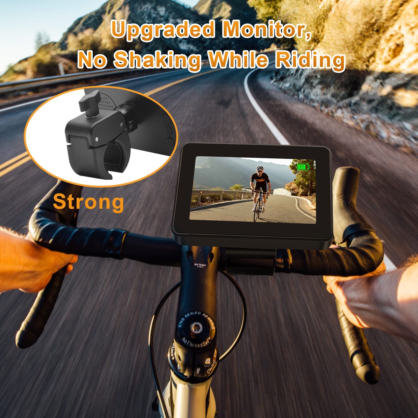 ATOVANKA Bike Mirror Camera with 115°Wide Angle, 4.3" HD 1080P Monitor Bike Rear View Mirror, Night Vision Bike Camera for Handlebars, Adjustable Bicycle Mirror for E-Bike,Mountain, Road Bike