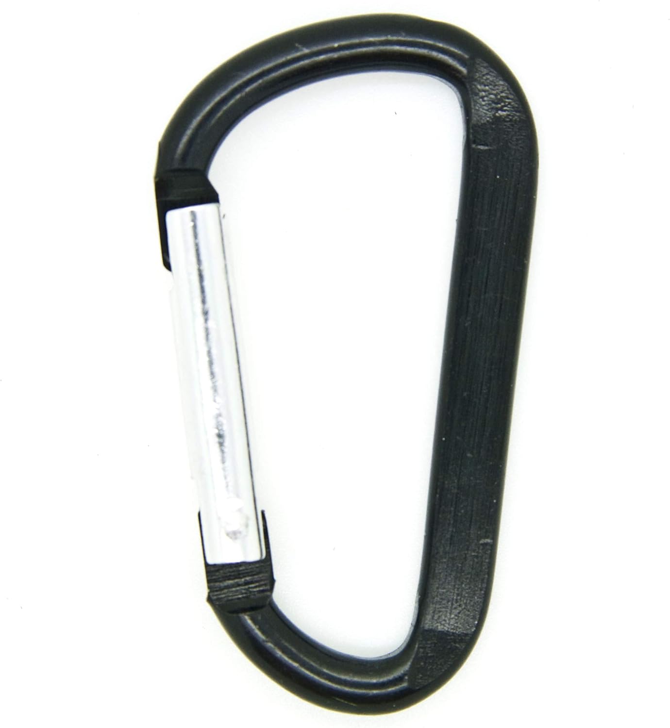 ONDEPOT New 100pcs 2.25" Black Color D Shape Spring-Loaded Aluminum Carabiner Belt Clip Key Chain Hook