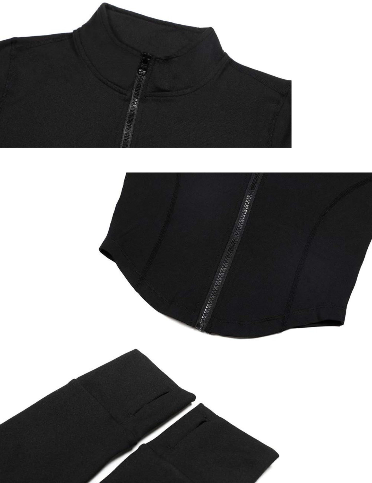 Lviefent Womens Lightweight Full Zip Running Track Jacket Workout Slim Fit Yoga Sportwear with Thumb Holes (Black, Small)