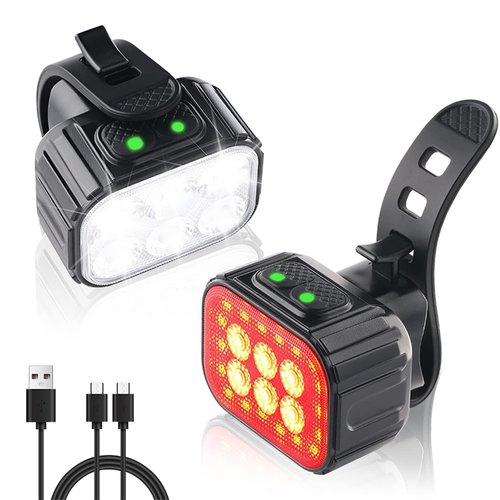 Bike Headlight-Taillight Combinations Rechargeable Bicycle Lights Super Bright Bicycle Headlight and Taillight Set Led Mountain Bike Lights Front and Back Flashlight(Headlight-taillight Combinations)