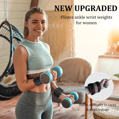 Wrist & Ankle Weights for Women Set of 2(1Lbs Each), Comfortable and Breathable, Freely Removable, Adjustable Ankle Weights for Pilates, Walking, Yoga, Dance,Aerobics, Gym, Home workouts