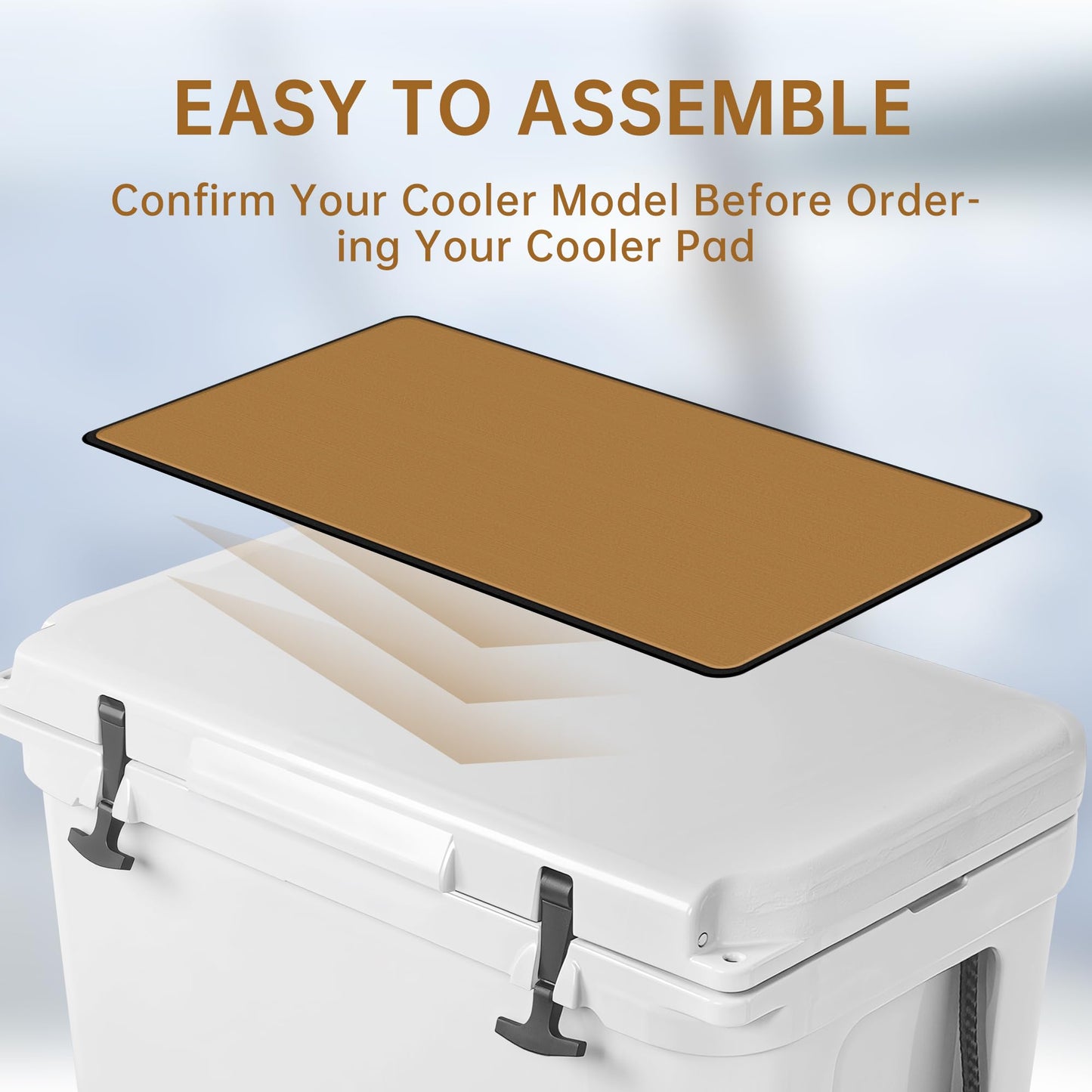 Hjdeck Cooler Pad for RTIC 32 Quart Seat Cushion Soft Self-Ahesive Cooler Pad Accessory - Dark Brown