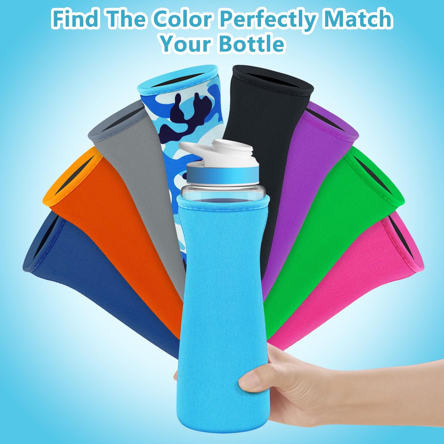 2Pcs Protective Sleeves Compatible with 22 oz Cirkul Water Bottle, Fit for 22 oz Plastic & Stainless Steel Bottles, Anti-slip Cover Made for Cirkul Accessories, Sweat Absorbing Material, Purple