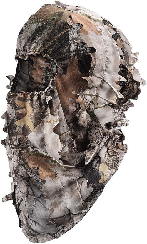 Waxaya Lightweight Camo Face Mask Hats Ghillie Camouflage Headwear 3D Leafy Full Cover Head Hood Turkey Hunting Accessories