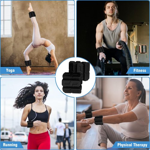 PE.WELLWOO Wrist & Ankle Weights for Women & Men, Adjustable Silicone Pilates Weights, Leg & Arm Weights for Yoga,Walking Running, Housework,Upgrade S-Streamline(1.1 lb Each, Set of 2 Total 1kg)