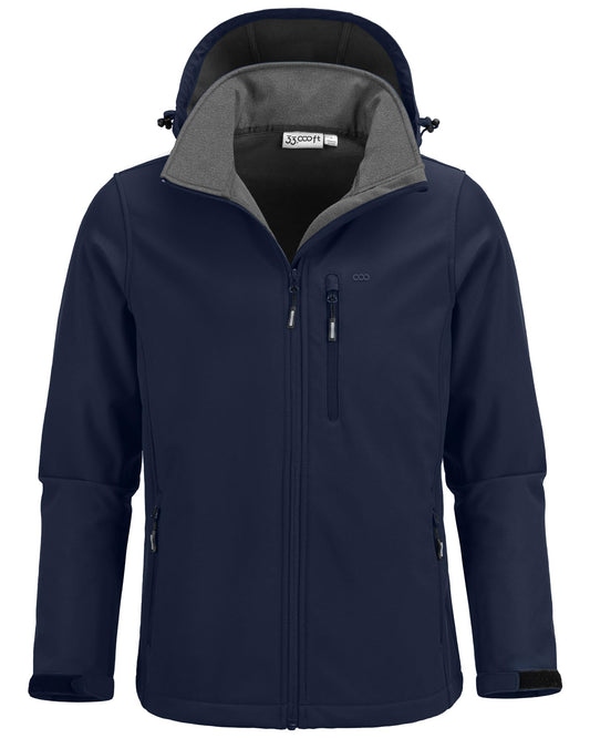 33,000ft Men's Softshell Jacket with Hood Fleece Lined Windbreaker Lightweight Waterproof Jackets for Hiking