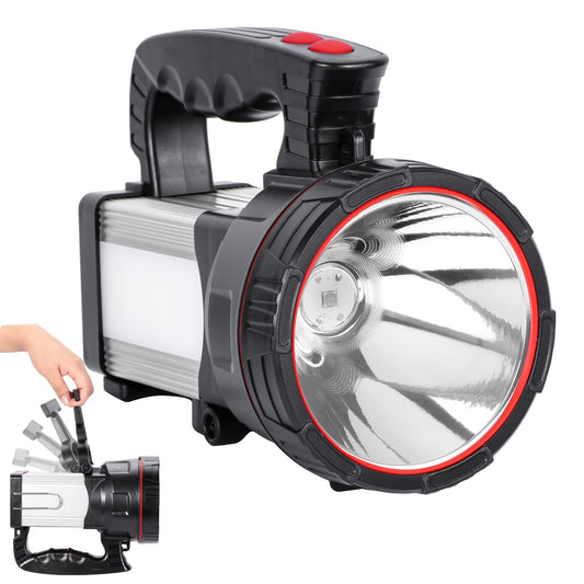 Vanvale Superbright LED Handheld Searchlight Tactical Waterproof Spotlight High Power Rechargeable Flashlights with Side Light USB Power Charger (Yellow Light)