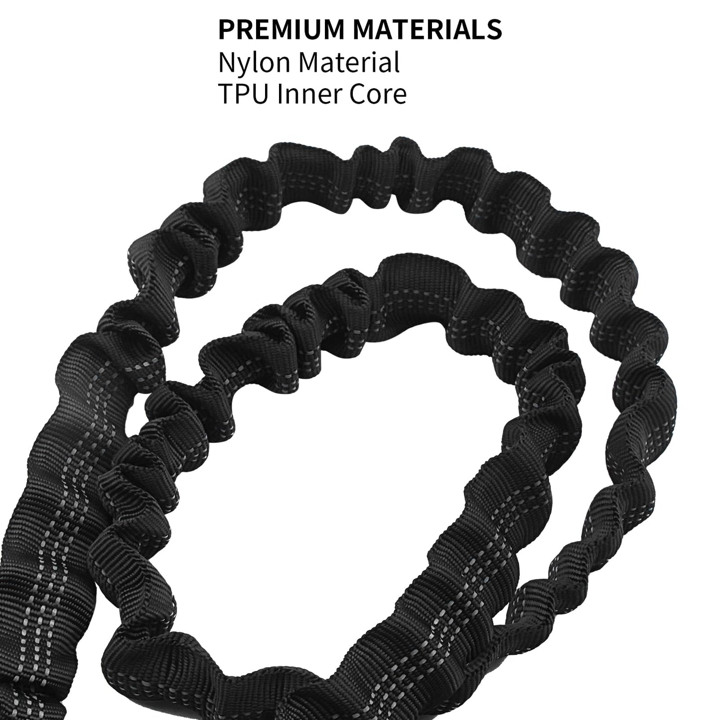 KOETSU Stretchable Kayak Paddle Leash - Elastic Bungee Cord with Quick-Release Clip, Adjustable Floating Rope for Kayak, Canoe, SUP, Paddleboard Accessories（Black）