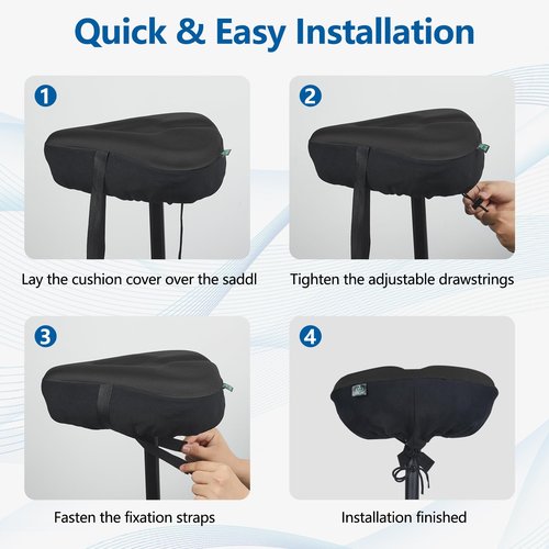 Zacro Oversized Bike Saddle Seat Cushion for Men & Women - Extra Comfort Wide Gel Padded Bike Seat Cover, Fit with Road Montain Peloton Stationary Bicycle, Indoor & Outdoor