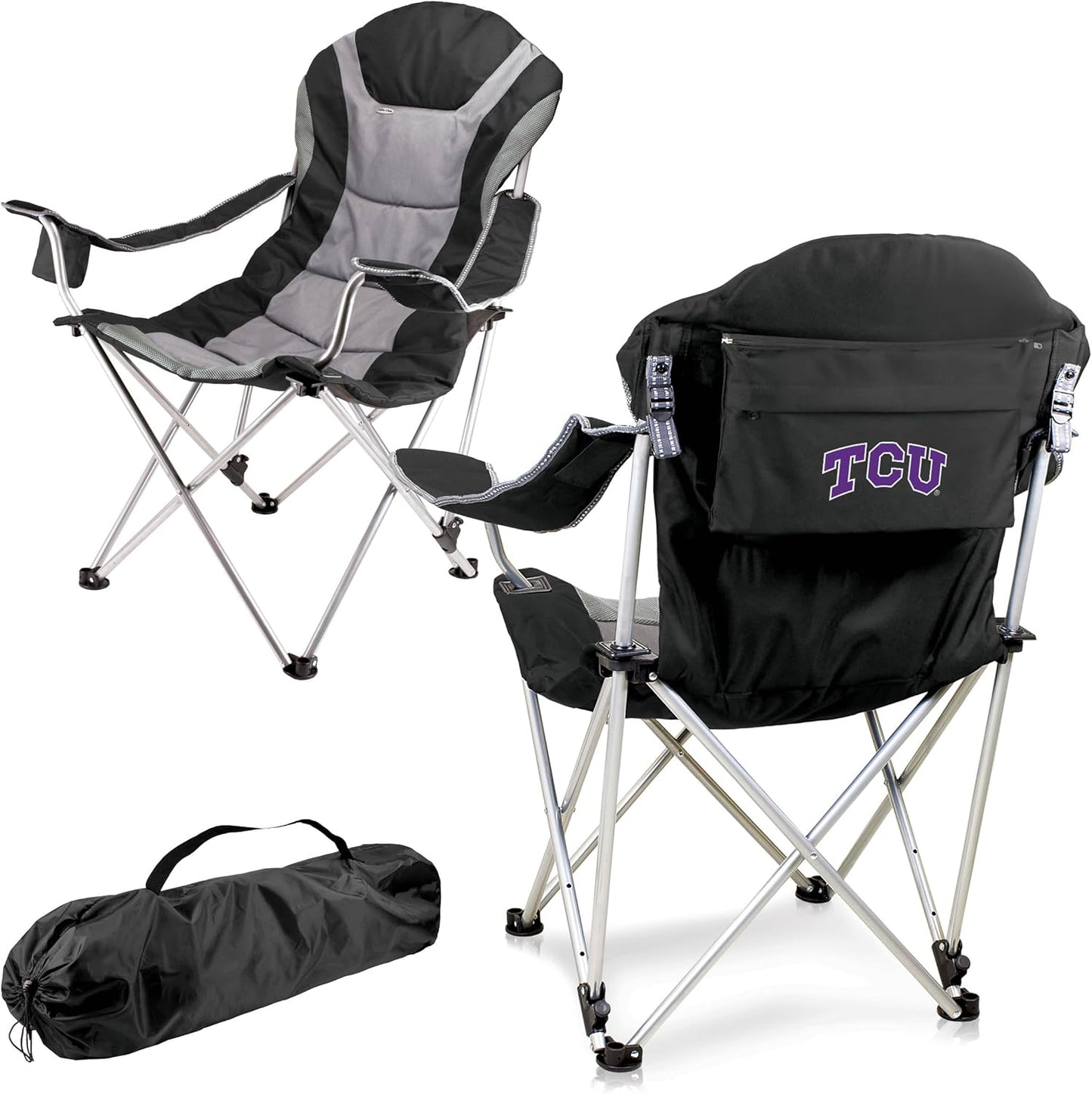 PICNIC TIME NCAA Arkansas Razorbacks Reclining Camp Chair - Beach Chair for Adults - Sports Chair with Carry Bag