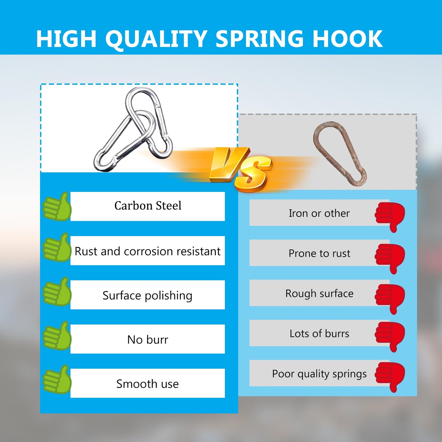 60PCS 2.3IN Carabiner Clip, M6 Heavy Duty Carbon Steel Carabiner, Spring Snap Hook Clip for Keychian, Locking Carabiner for Outdoor Camping, Fishing, Hanging, Dog Leash, Silver