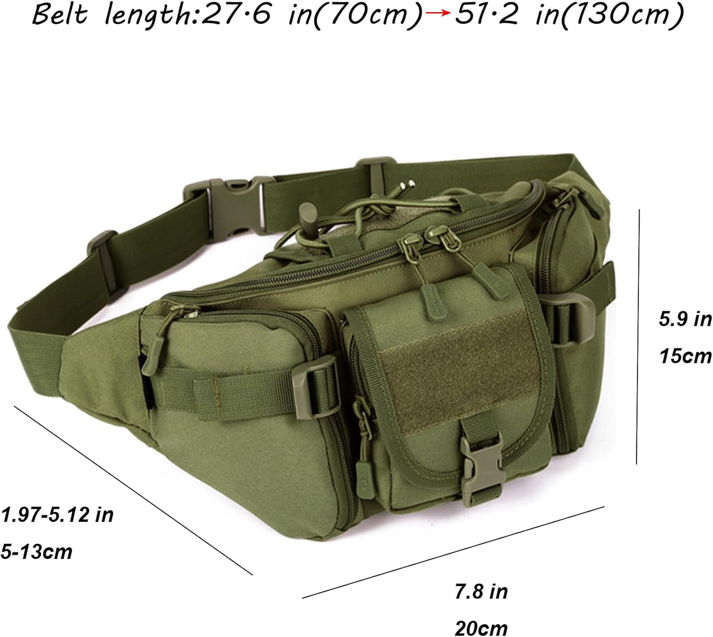 ArcEnCiel Tactical Fanny Pack for Men Waist Bag Hip Belt Outdoor Hiking Fishing Bumbag with Patch