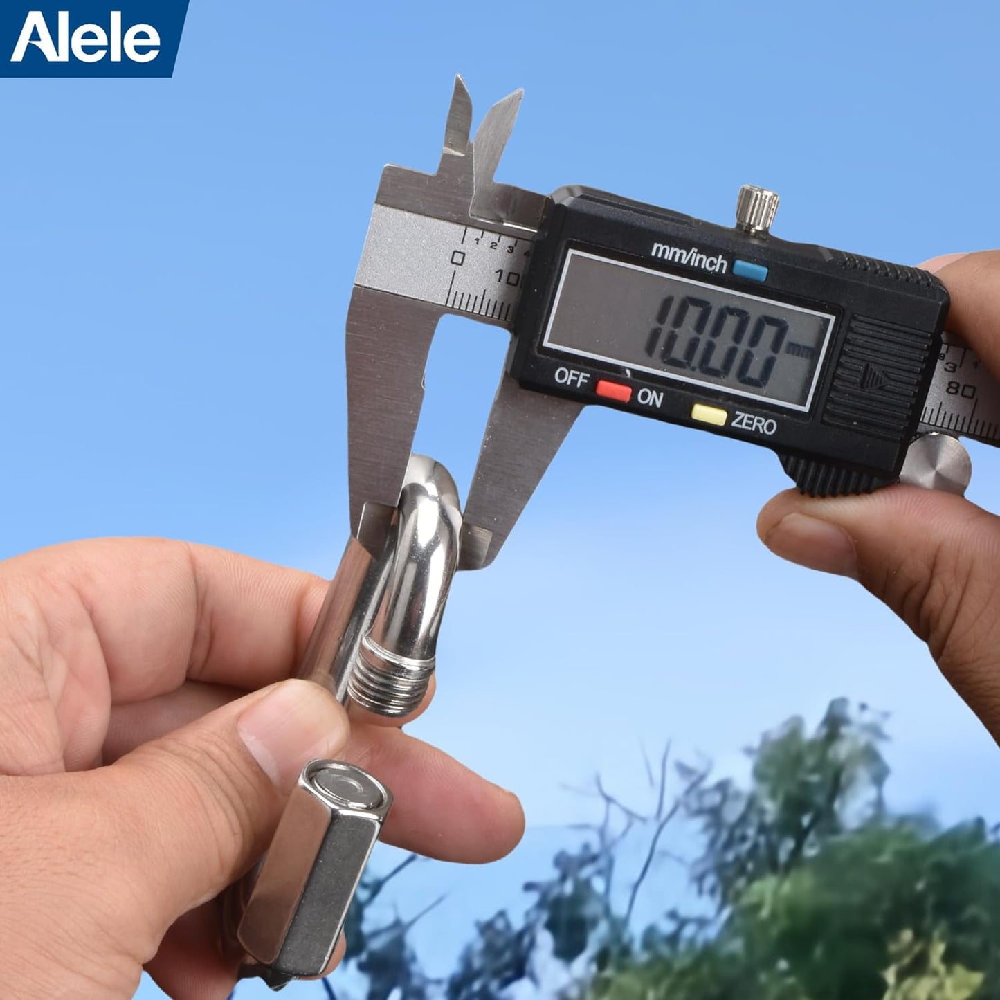 Alele D-Shape Locking Carabiner M4 Stainless Steel Quick Link Chain Connector Keychain Ring Buckle 10 Pack