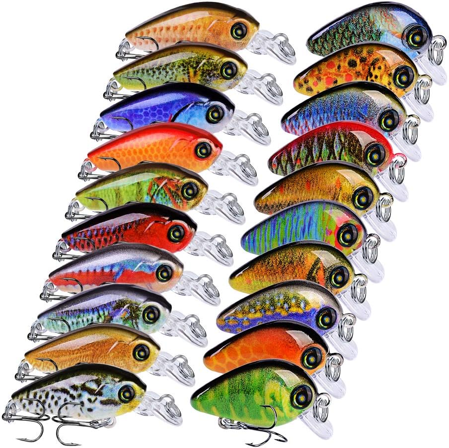Mini Crankbait Fishing Lures Kits Swimbait Wobbler Hard Baits for Bass Trout Pike Freshwater and Saltwater 10pc-20pc/pack