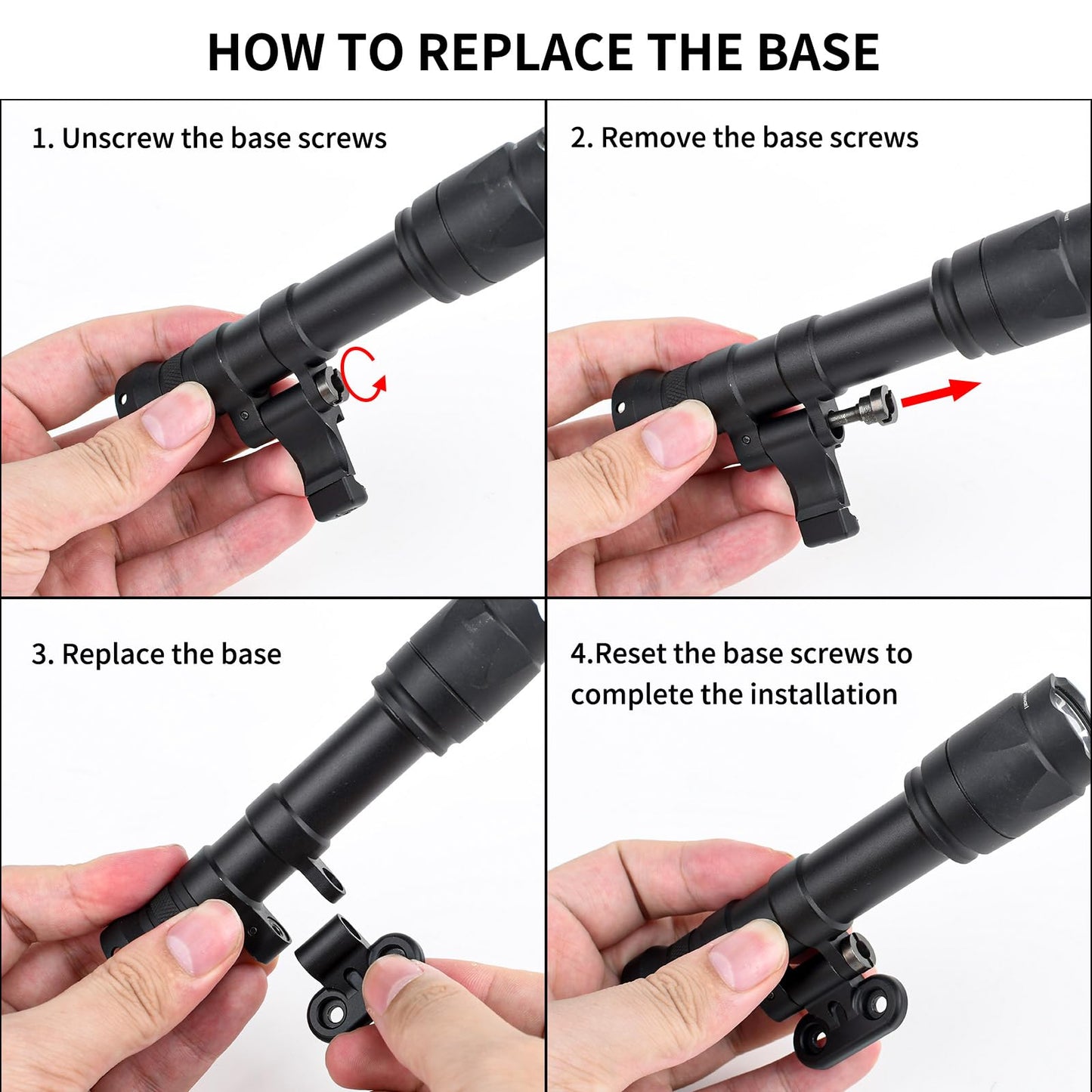 GLECTICAL 800 Lumens Tactical Flashlight with Replaceable Rotating Base, Momentary/Constant-on, Fit for 20mm Picatinny & Mlok/Keymod Rail,with Remote Pressure Switch
