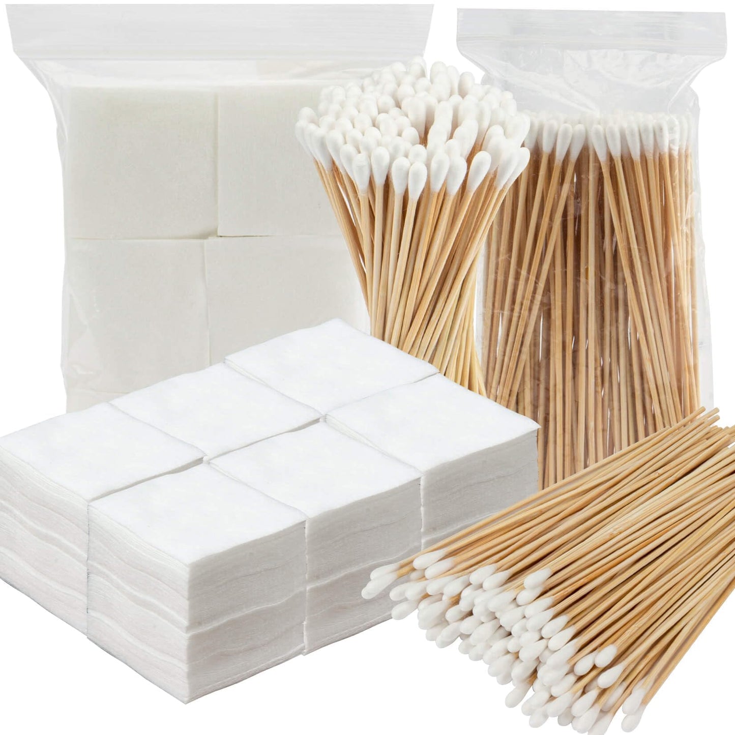 800PCS SUKH Gun Cleaning Patches - Gun Cleaning Supplies Swabs 200 PCS 6" Parts Cleaner with Long Cotton Wooden Swab and Square Patches Rags 600 PCS for Guns Maintenance or Daily