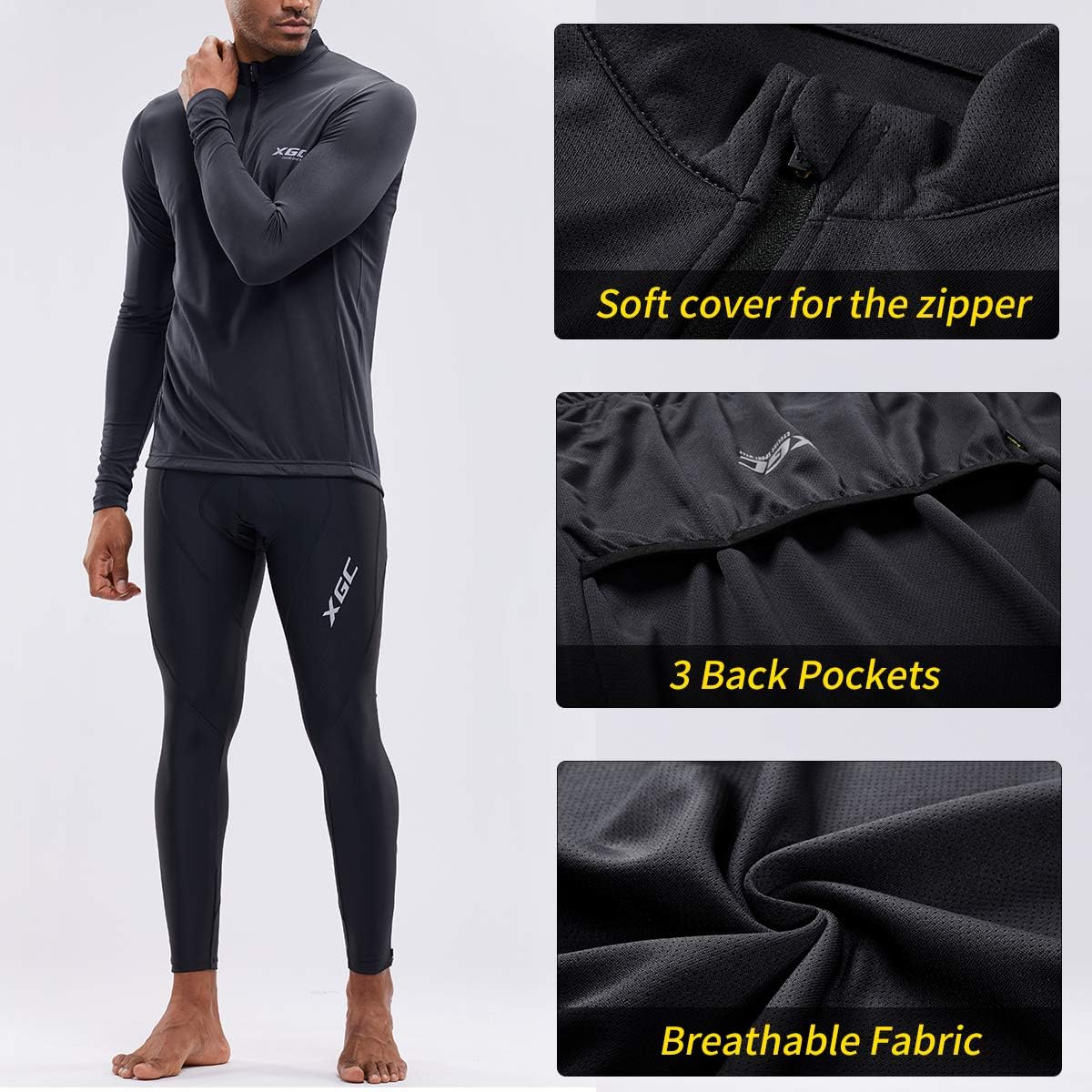 XGC Men's Short/Long Sleeve Cycling Jersey Bike Jerseys Cycle Biking Shirt with Quick Dry Breathable Fabric