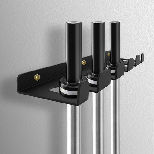 KSWLOR Barbell Storage Rack, Heavy Duty Vertical Hanging Barbell Rack, Wall Mounted Barbell Holder, Olympic Wall Mount Barbell Holder Space Saving Bar Holder Suitable for Garage, Gym, Home Fitness (5 hook black)