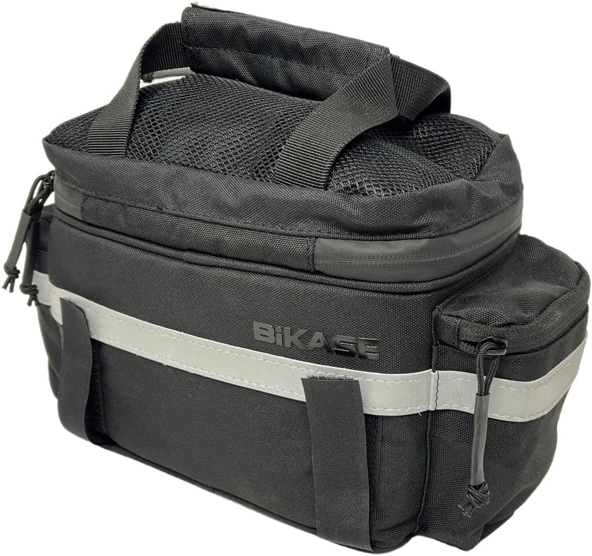 BiKase Big Momma Bike Trunk Bag - Universal Fit Medium Rear Rack Bag with Side Pockets, Top Bungee, Mesh Pocket, Key Holder & Reflective Accents - Spacious Bicycle Rack Bag for Ebikes & Bicycles
