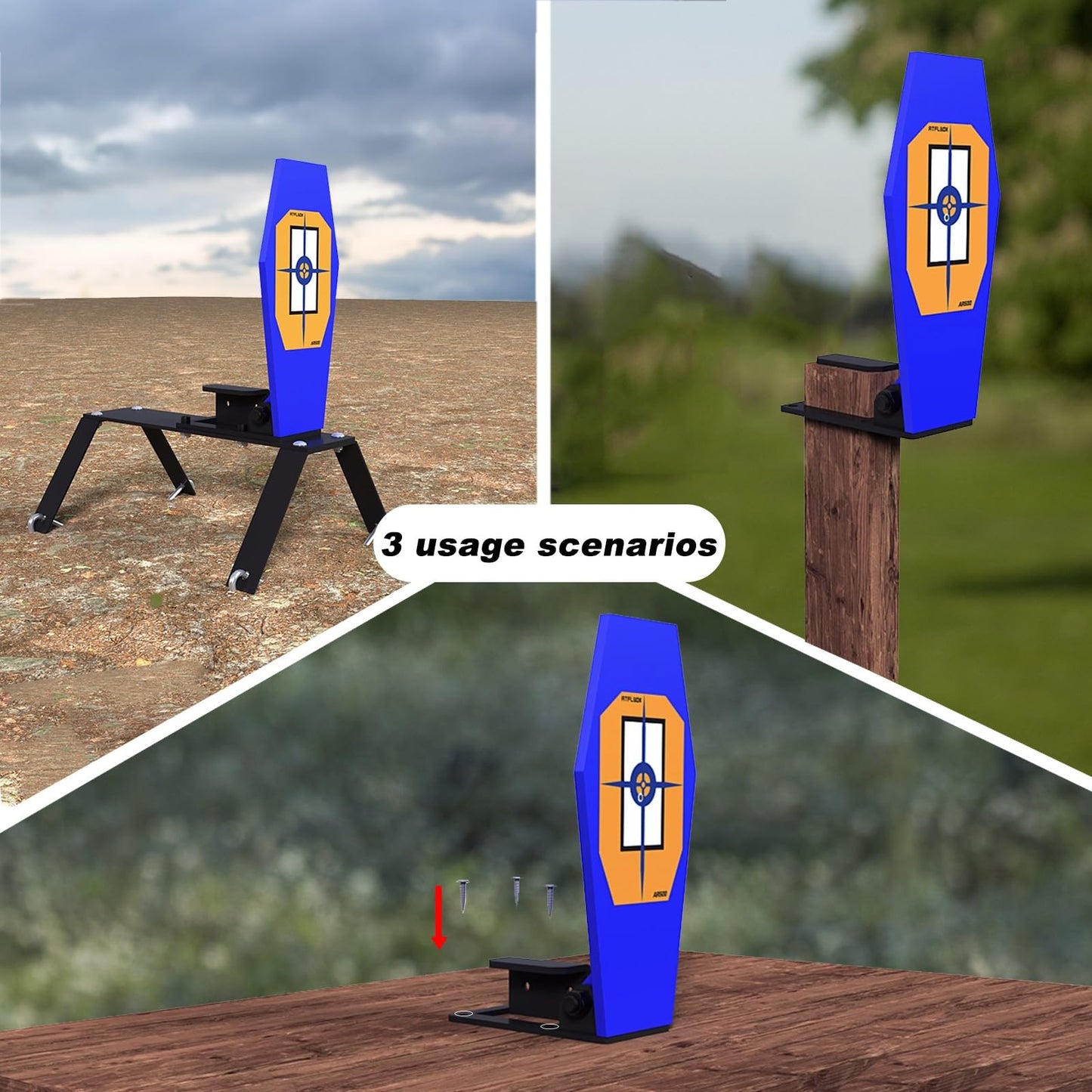 Atflbox 3/8'' AR500 Auto Reset Target, 13x6 inch Classic Popper Steel Shooting Target for Shooting Range, Suitable for Pistol, Rifle, Handgun, Shotgun, Rimfire