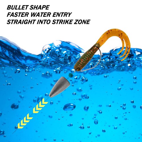 Dr.Fish 30 Pack Bullet Fishing Sinkers Worm Weights Lead Fishing Weights Bass Fishing Sinker Freshwater Texas Carolina Rig Punch Shot 1oz