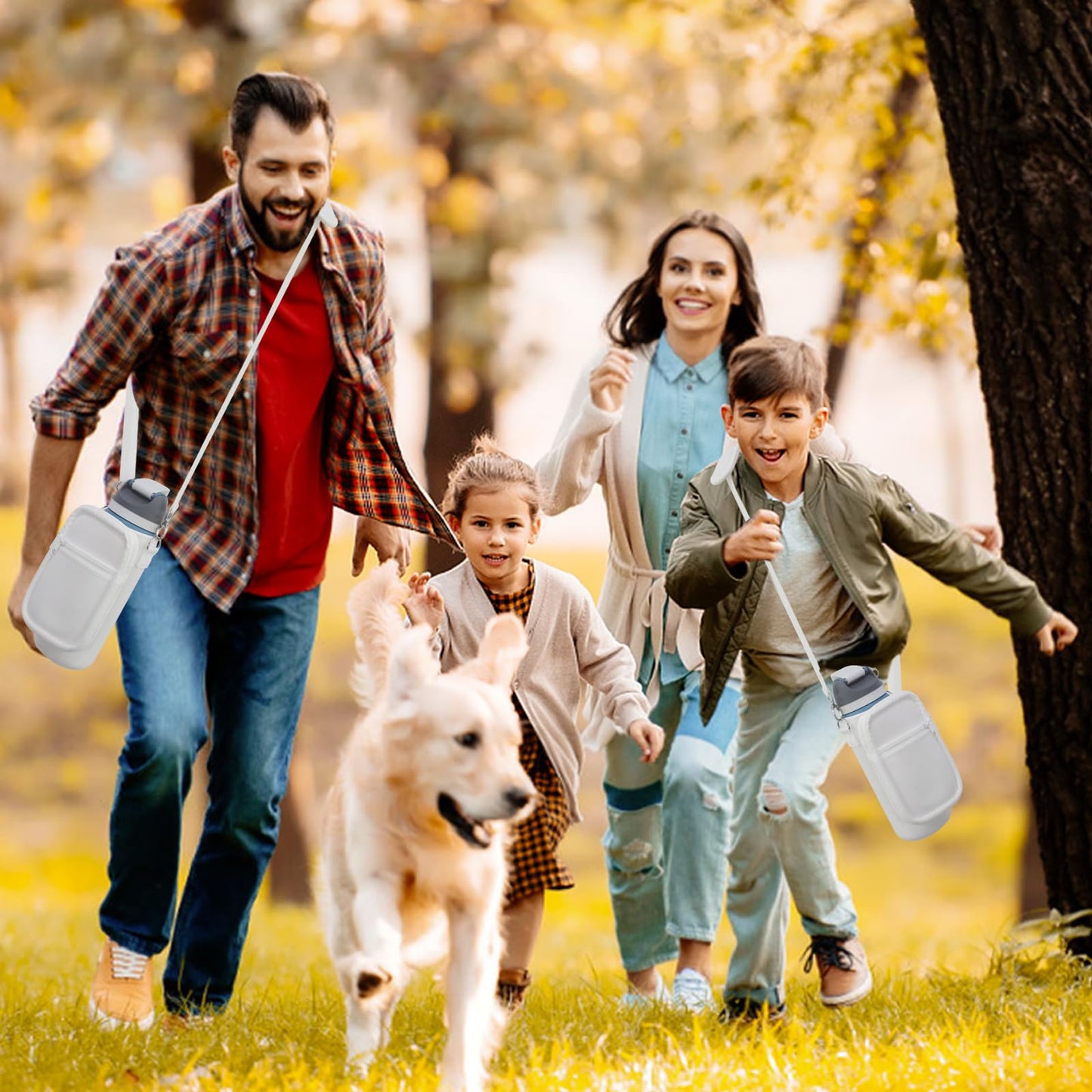 for Owala FreeSip Insulated Stainless Steel Water Bottle Cup Holder Cover Carrier Sling Bag with Strap, Pouch Pocket for Phone/Accessories, add Handle for Owala 24oz (White-24oz)