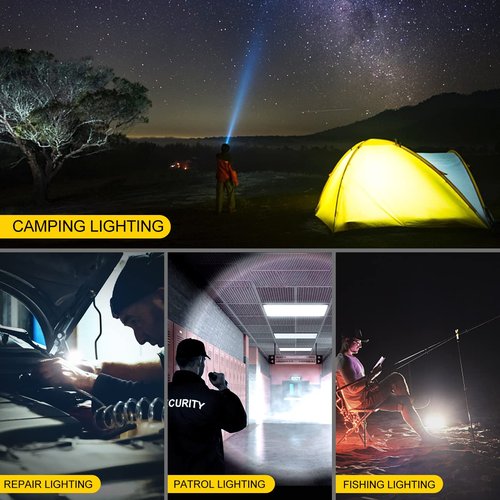 MC-ELIN Rechargeable Flashlight,USB C High Lumens Zoomable Small LED Flashlight 4 Modes Plastic Lantern Torch with Side Light Carabineer Clip Portable Flash Lights for Camping Emergency Cycling