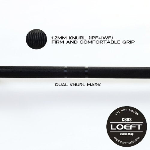 LOEFT 6ft Olympic Barbell, 15kg 25MM Women's Barbell for Weightlifting and Powerlifting, 1200 lbs Weight Capacity 190K PSI Weight Bar Fit 2" Weight Plates (Black)