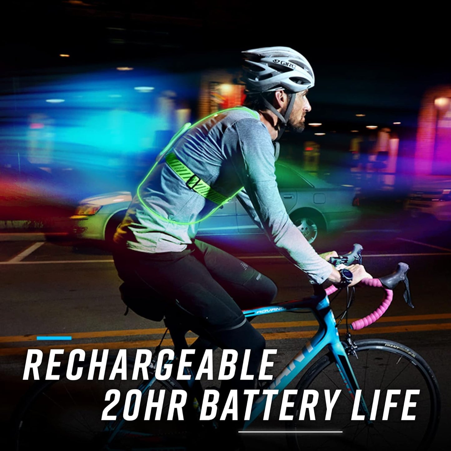 noxgear Tracer2 - Multicolor Illuminated, Reflective Vest for Running or Cycling (Rechargeable, Waterproof)