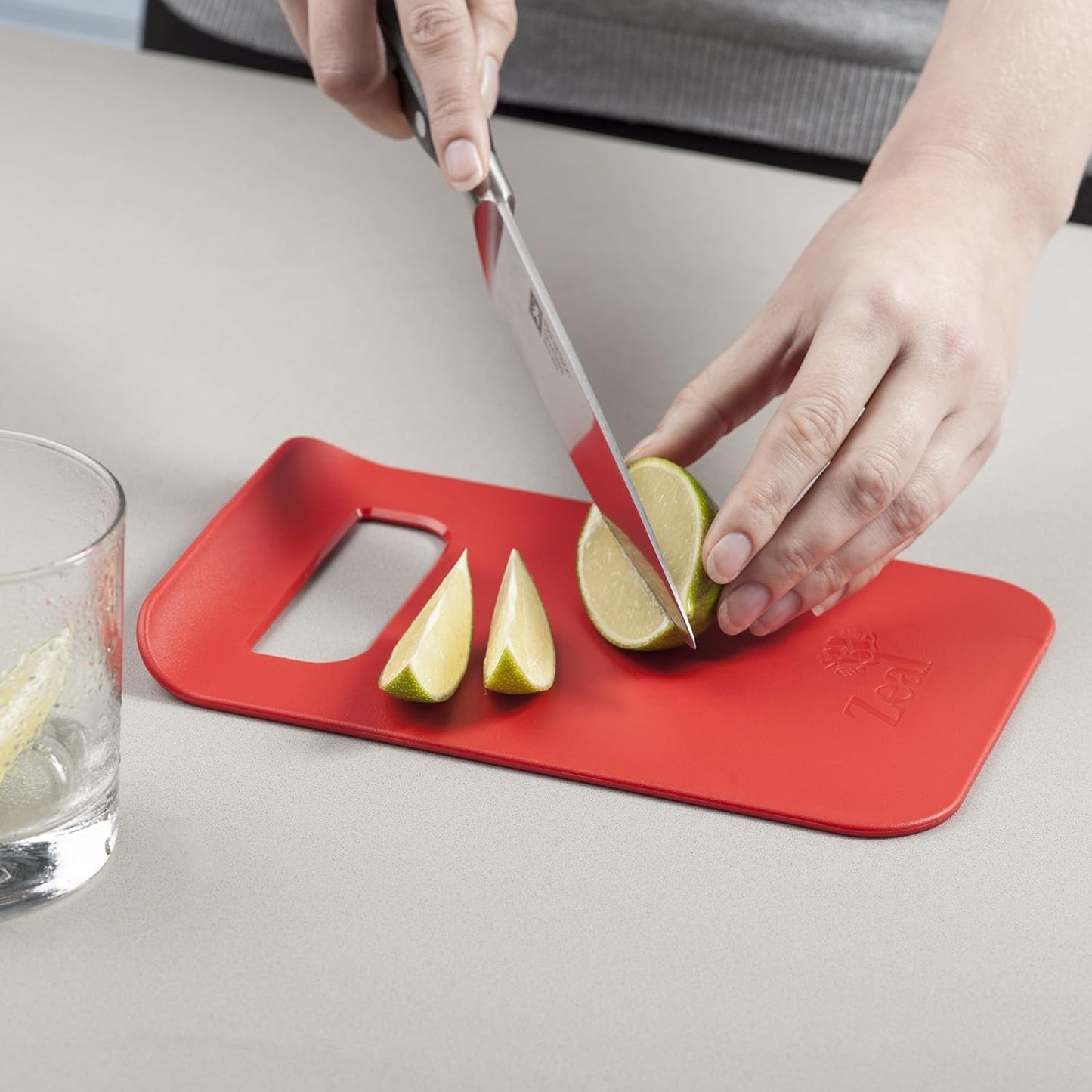 Zeal Red Cutting Board - 22x15 cm Straight to Pan Chopping Board for Easy Food Prep
